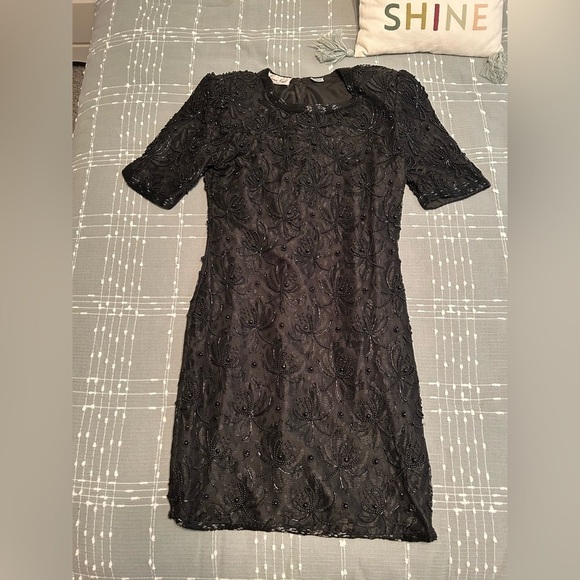 VTG Laurence Kazar black beaded dress - Picture 3 of 16